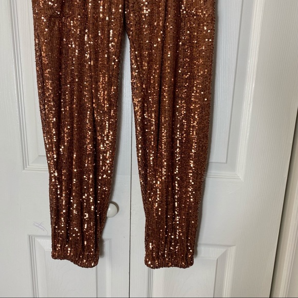 Free People Morelia Sequin Bronze Joggers - Picture 5 of 8
